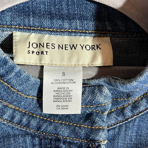 Jones New York Sport Utility Denim Jacket Womens Small Blue Zip Up Cinched Waist - Picture 5 of 10